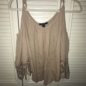 Taupe top with lace arms